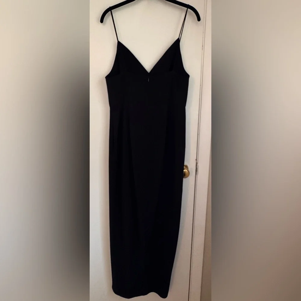 Shona Joy Black Draped Midi Dress Spaghetti Strap Formal Dress Size 8 Like New - Picture 4 of 8